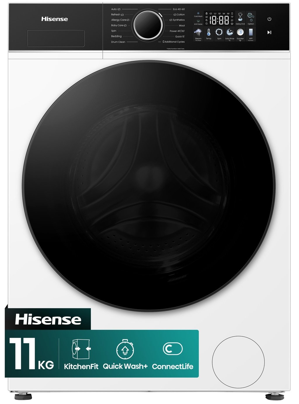Hisense KitchenFit WF3I1143BWL 11KG 1400 Spin Washing Machine - White