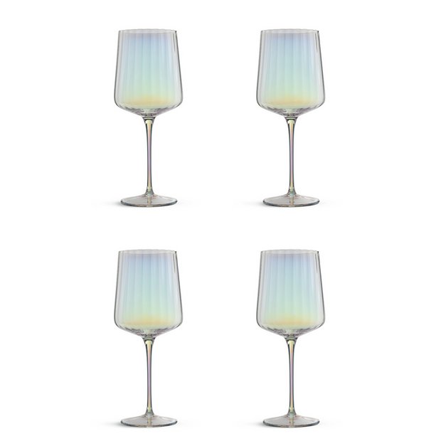 Paris Set of 4 Iridescent Lustre Champagne Flutes