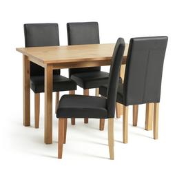 Argos Home Ashdon Solid Wood Dining Table & 4 Black Chairs