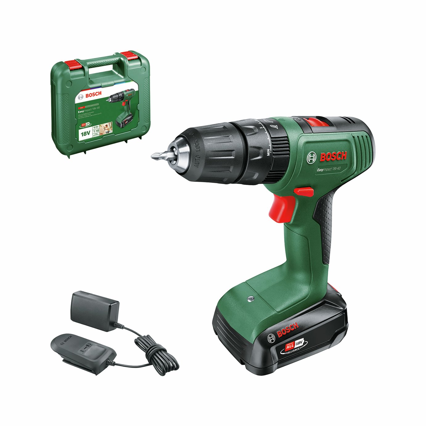 Bosch 06039D8173 EasyImpact 18V-40 2.0Ah Cordless Combi Drill - 18V