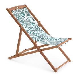 Habitat Wood Deck Chair - White & Green