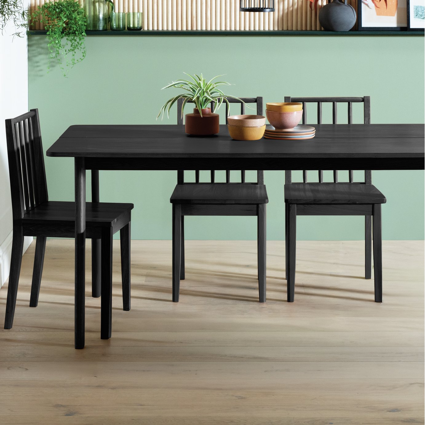 Habitat Nel Wood Veneer 4 Seater Dining Table - Black