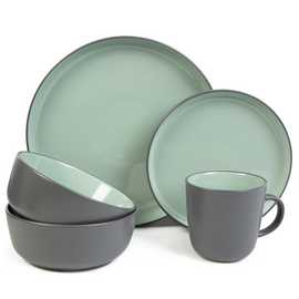 Habitat Two Tone 16 Piece Stoneware Dinner Set