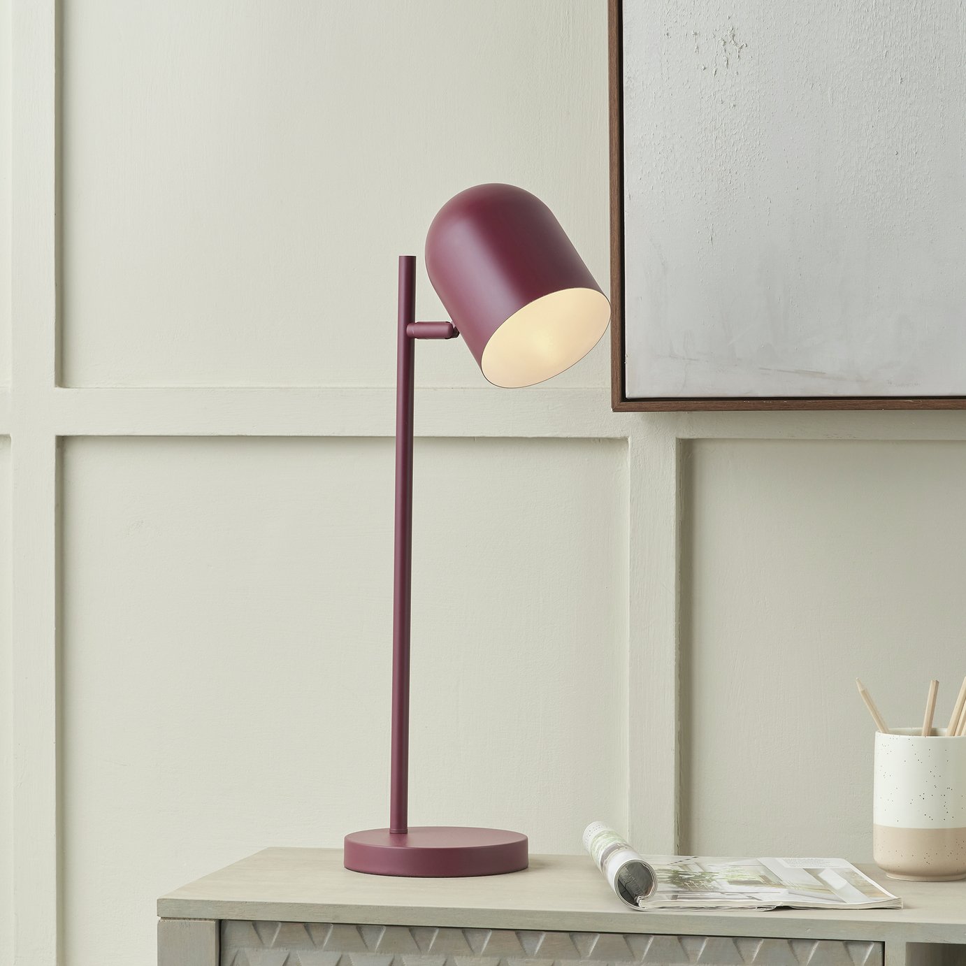 Pacific Finn Metal Cloche Table Lamp - Mulberry