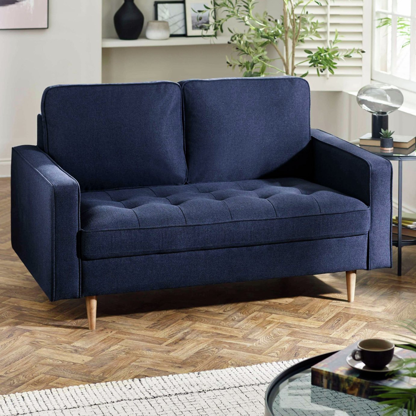 Julian Bowen Henrietta Fabric 2 Seater Sofa - Blue