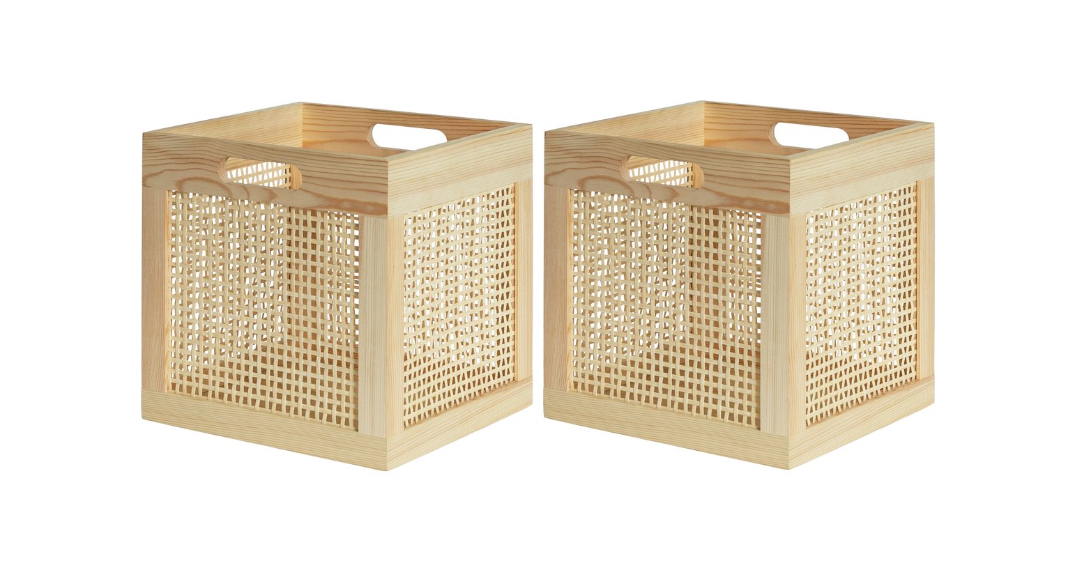 Habitat Set of 2 Rattan Square Boxes - Natural