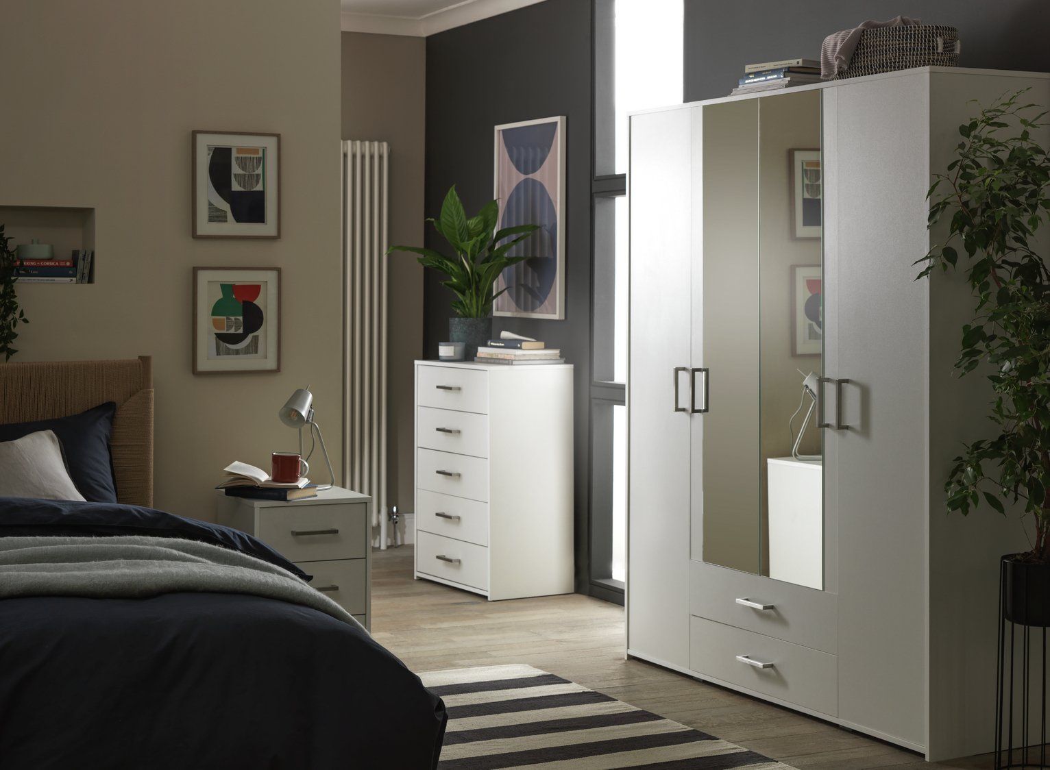 Argos Home Oslo 3 Piece 4 Door Wardrobe Set - White