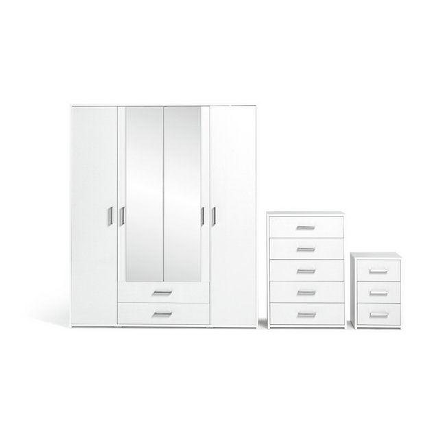 4 piece deals wardrobe set white