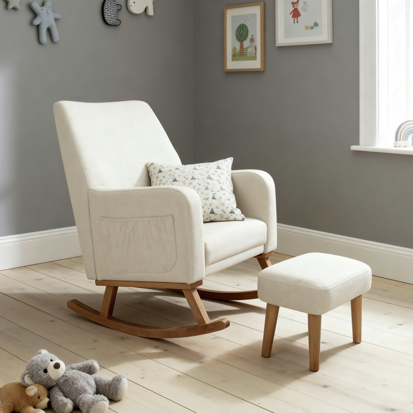 Babymore Callie Nursing Chair With Foot Stool - Ivory