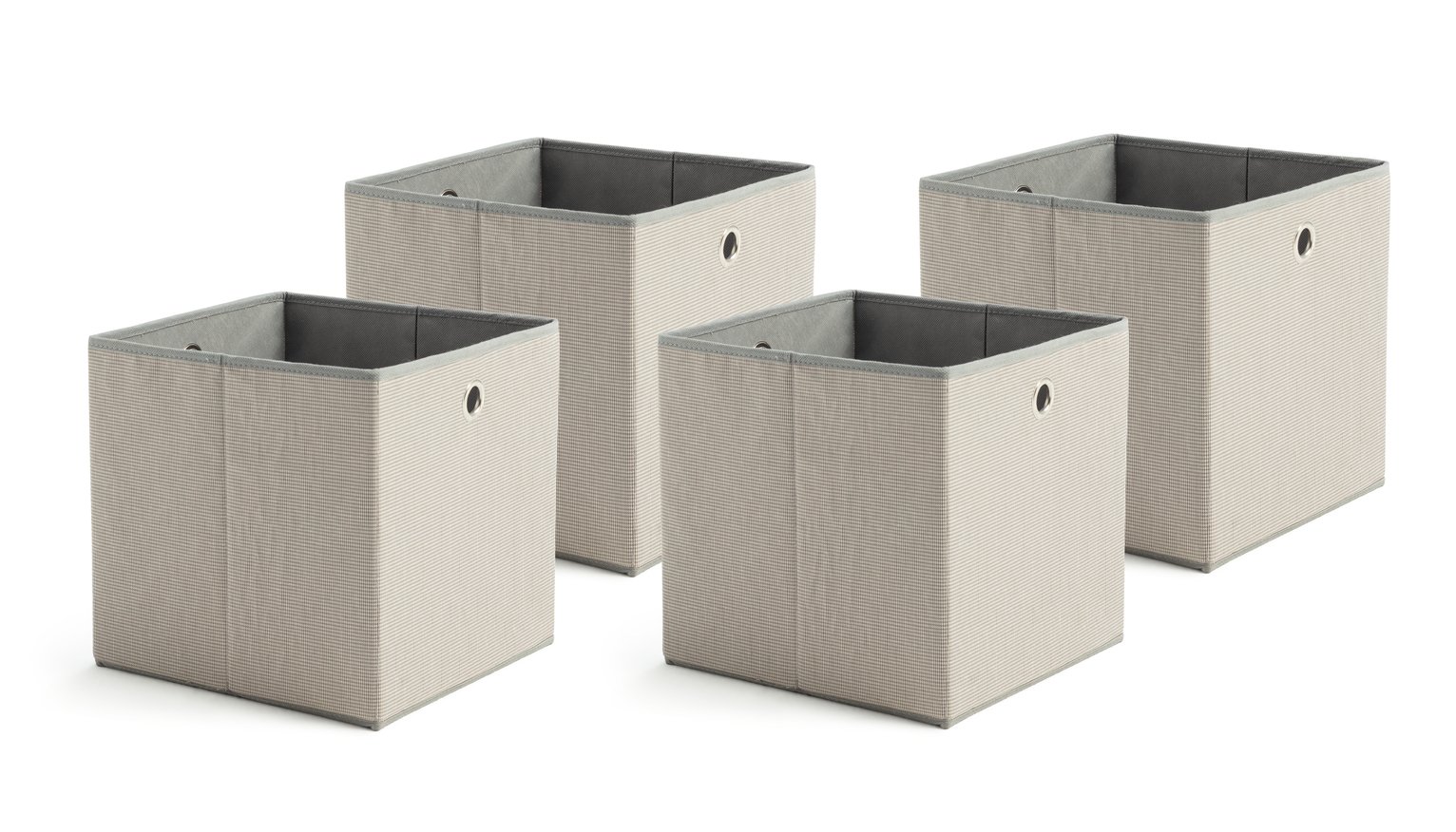 Argos Home Set of 4 Woven Linen Squares Boxes - Grey
