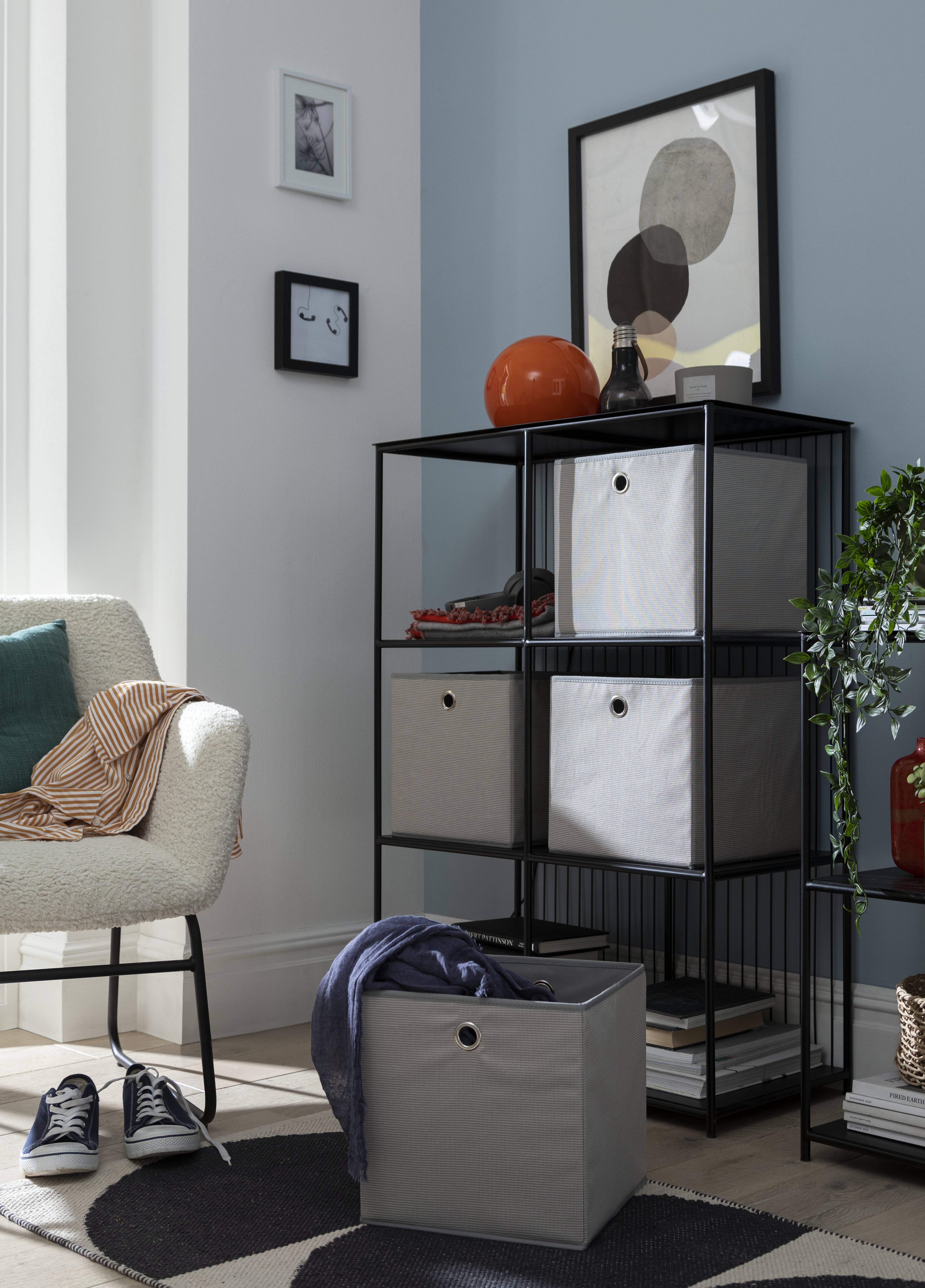 Argos Home Set of 4 Woven Linen Squares Boxes - Grey