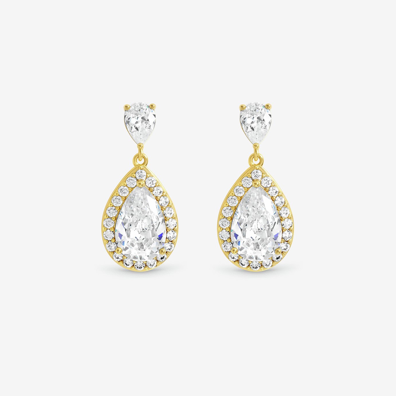 Jon Richard Gold Plated Cubic Zirconia Peardrop Earrings
