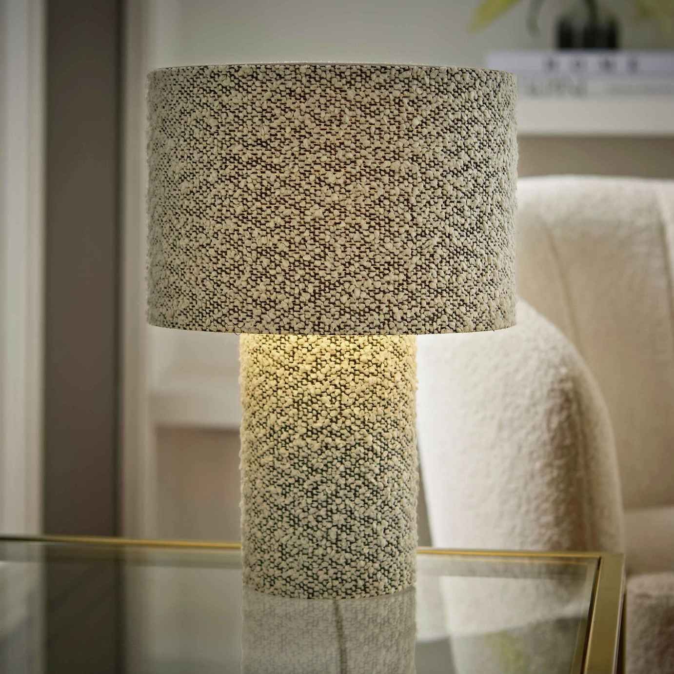 ValueLights Ash Bouclé Flecked Table Lamp - Light Grey