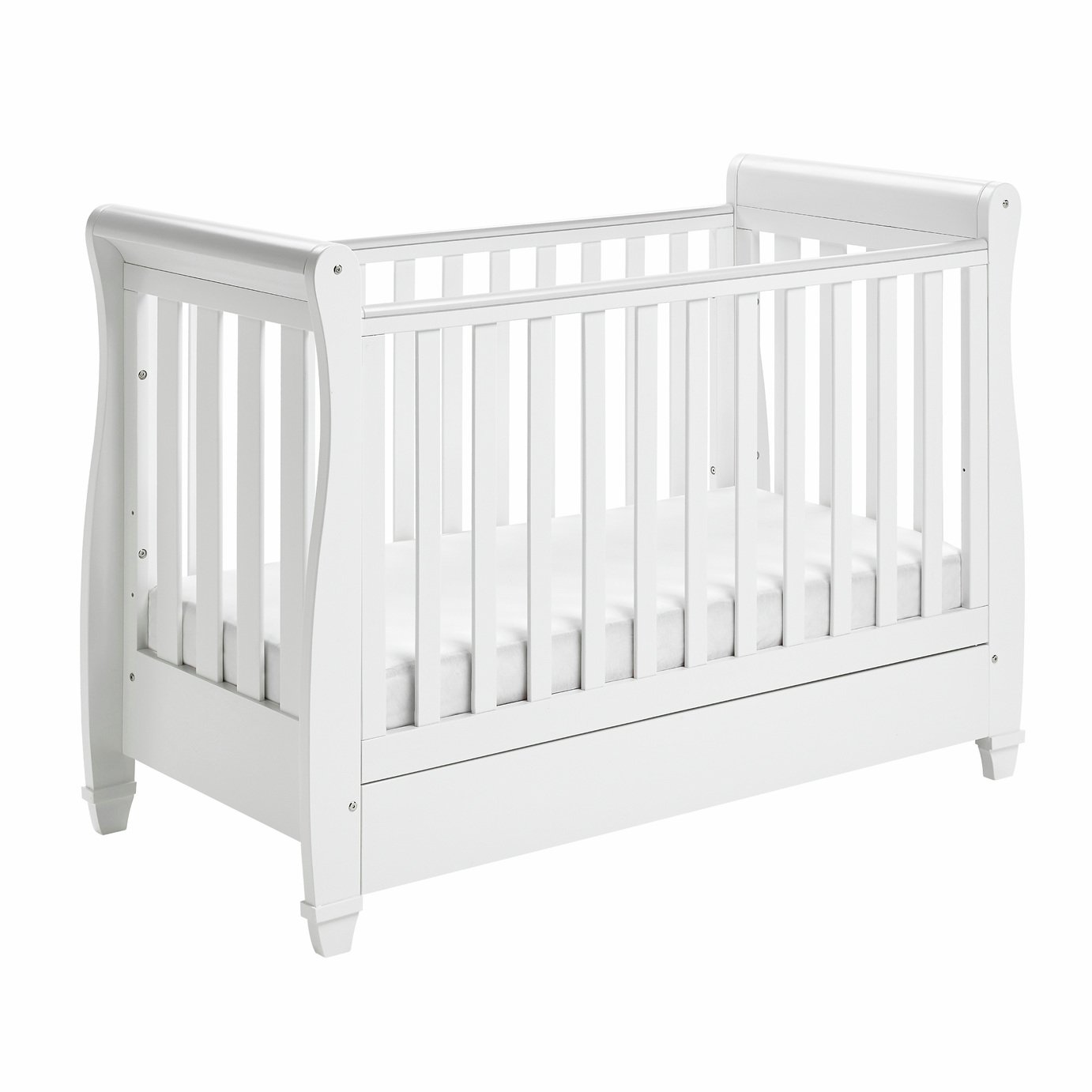 Babymore Eva Cot Bed with Mattress - White