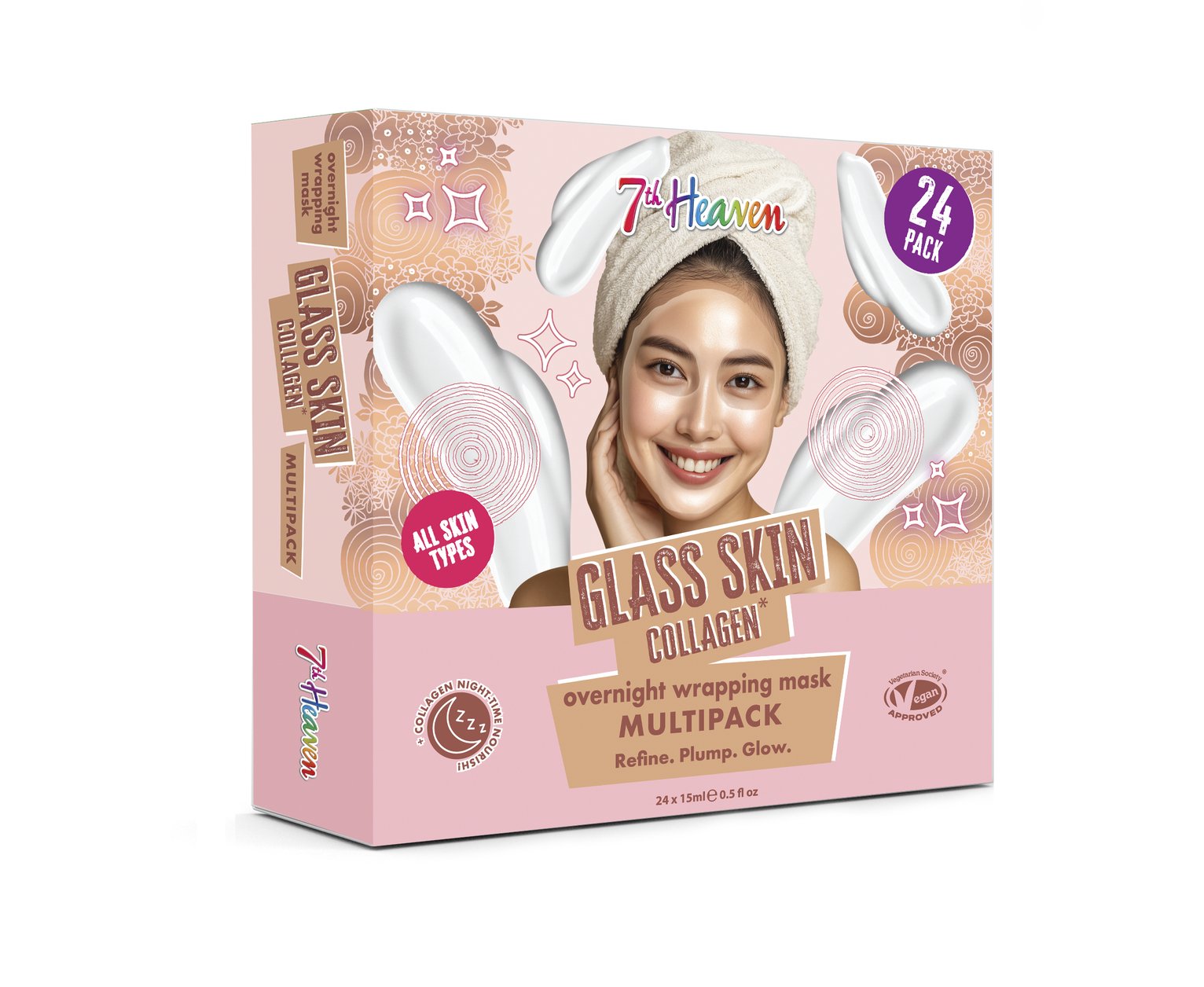 7th Heaven Glass Skin Collagen Overnight Wrapping Mask Multipack 24 x 15ml