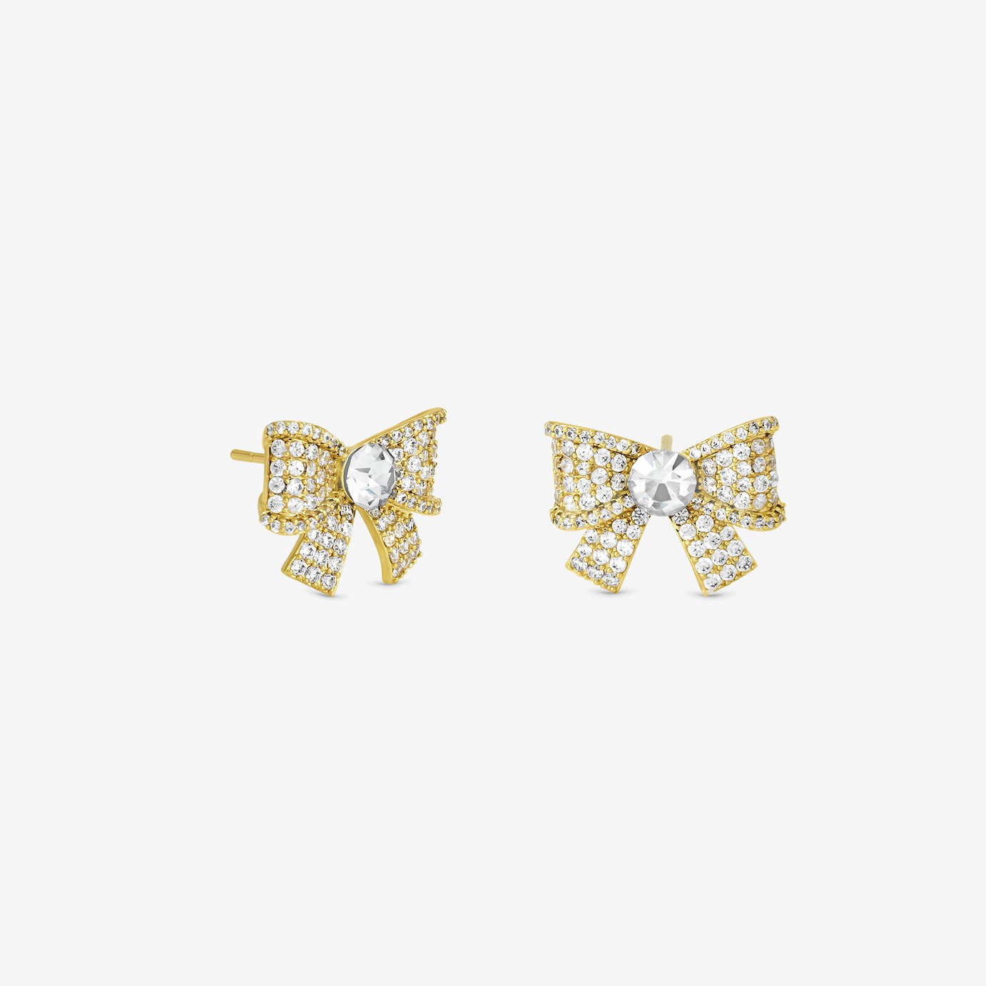 Jon Richard Gold Plated Pave Crystal Bow Earrings