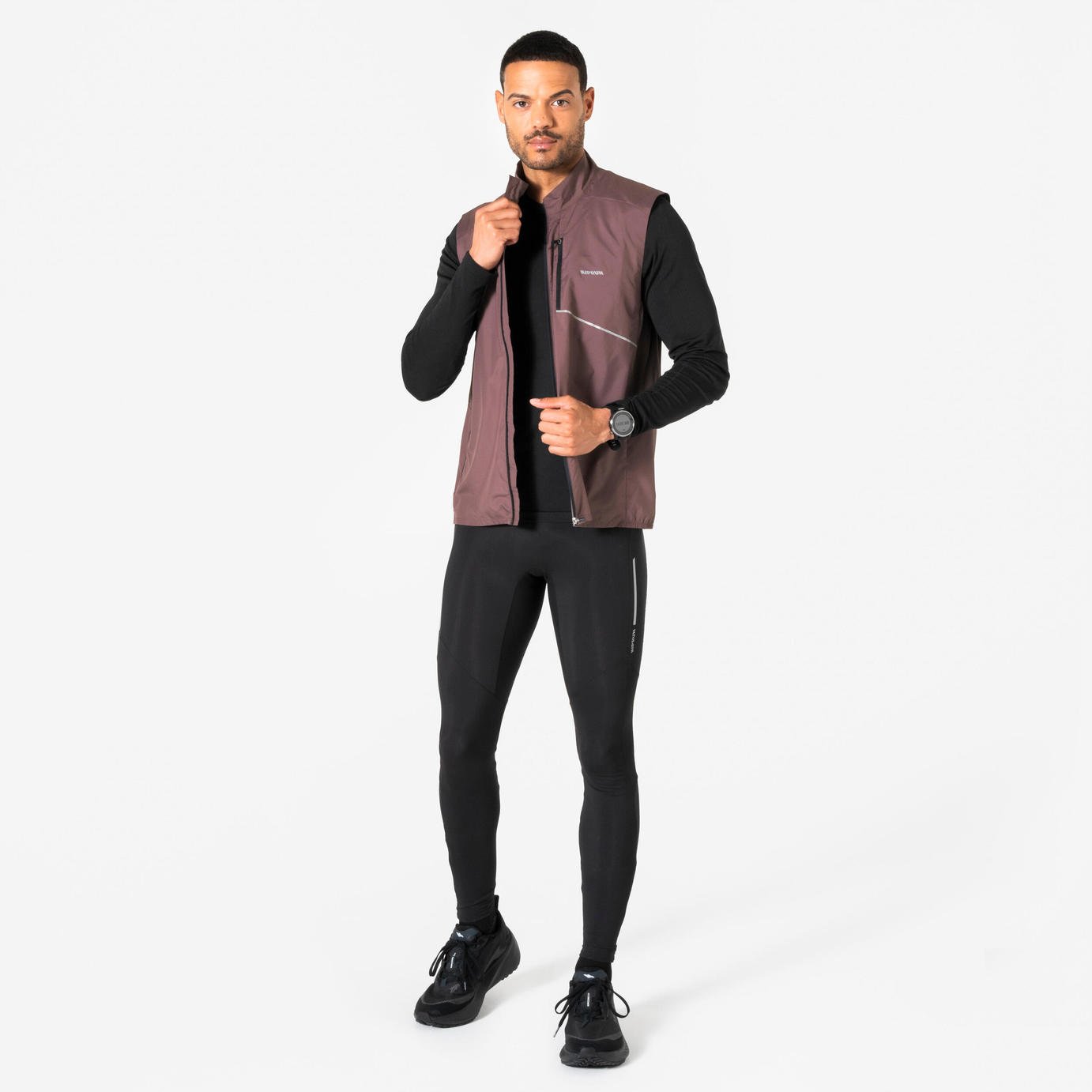 Decathlon Men's Long Breathable Running Tights - Black