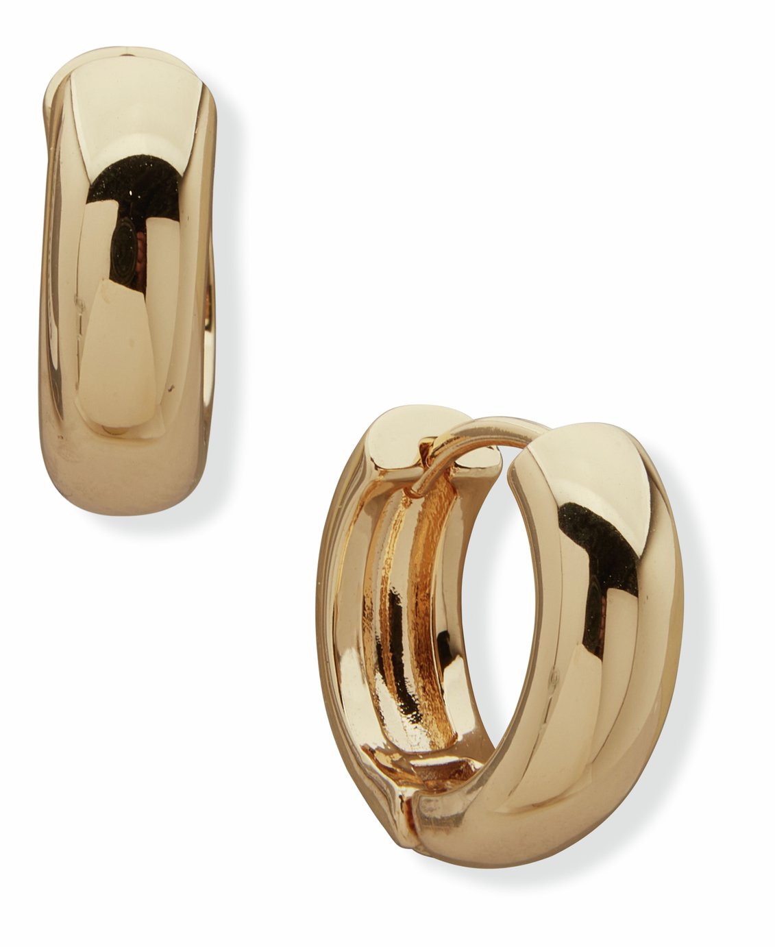 DKNY Gold Tone Puffy Huggie Hoop Earrings