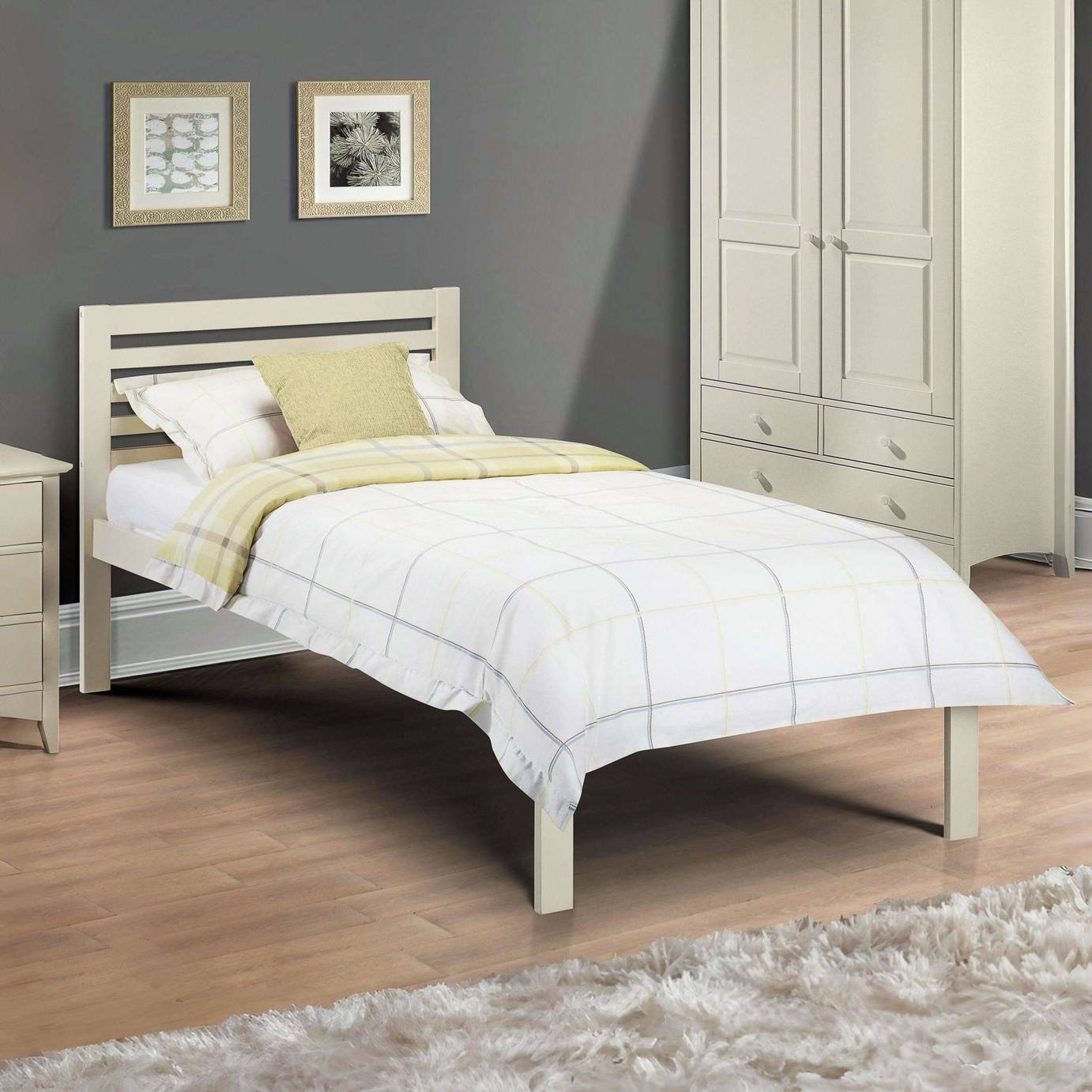 Julian Bowen Slocum  Solid Pine Single Bedframe - White