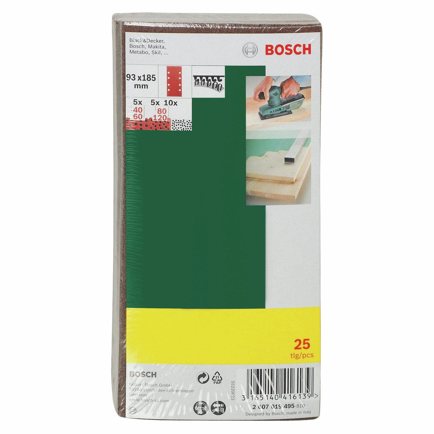 Bosch 93 x 185mm Orbital Sanding Sheets - Pack of 25