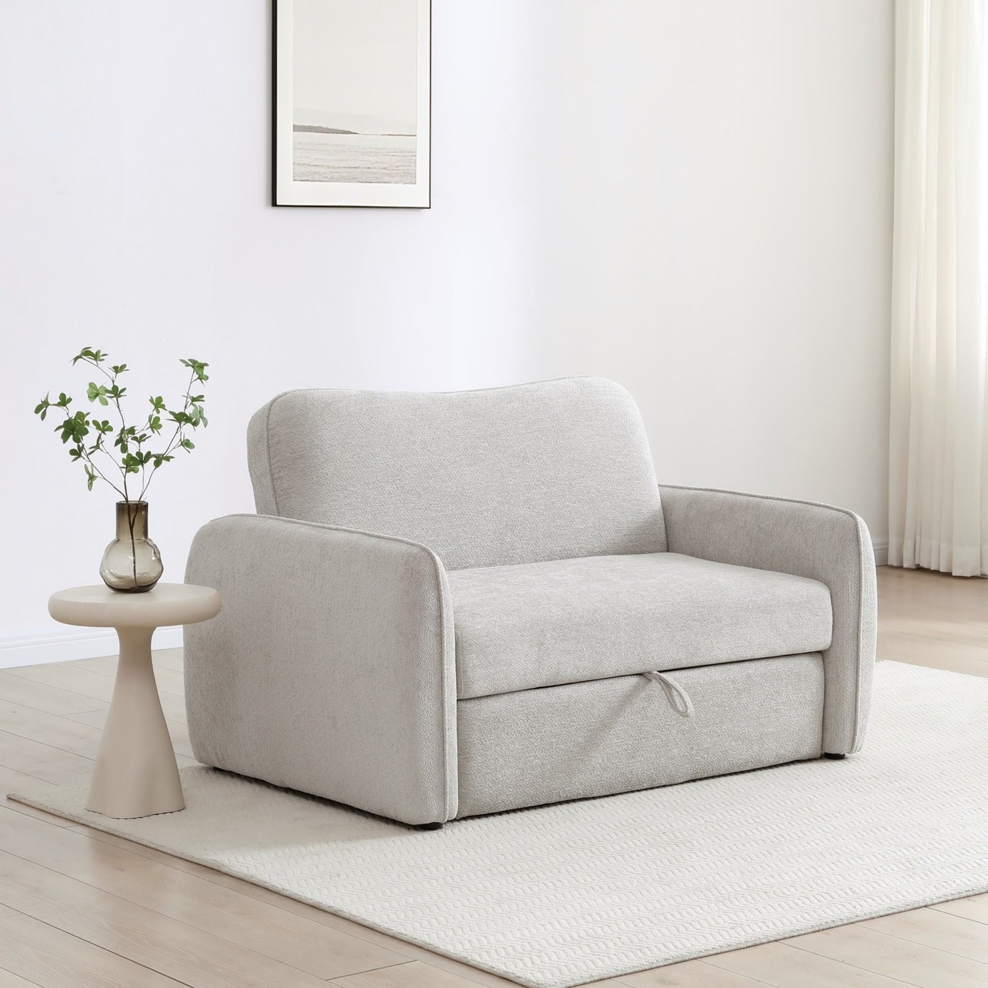 Kyoto Ellie Fabric 2 Seater Clic Clac Sofa Bed - Natural