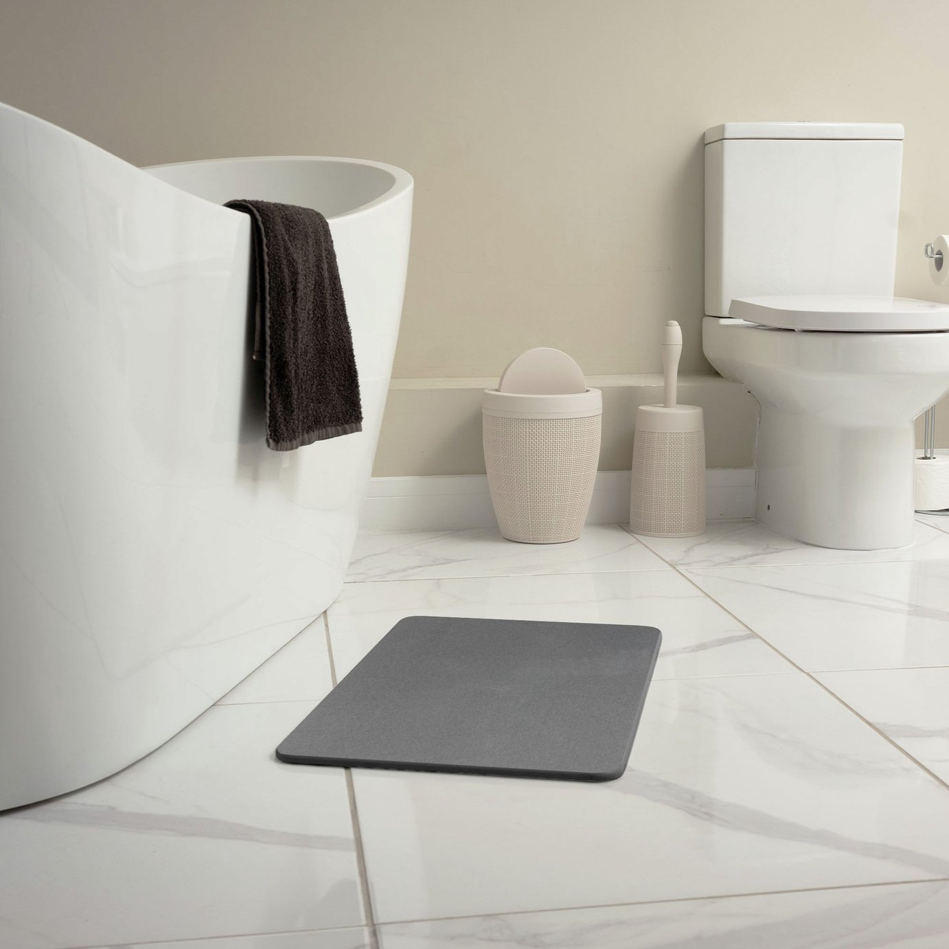 Addis Diatomite Stone Bath Mat - Charcoal