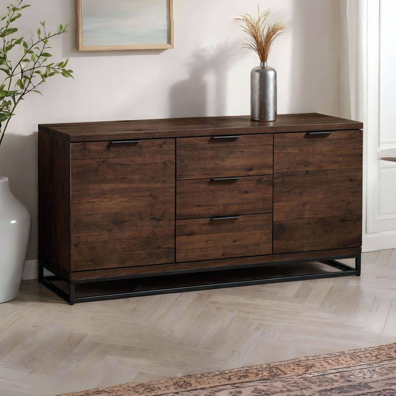 Julian Bowen Brooklyn 2 Door 3 Drawer Sideboard - Dark Brown
