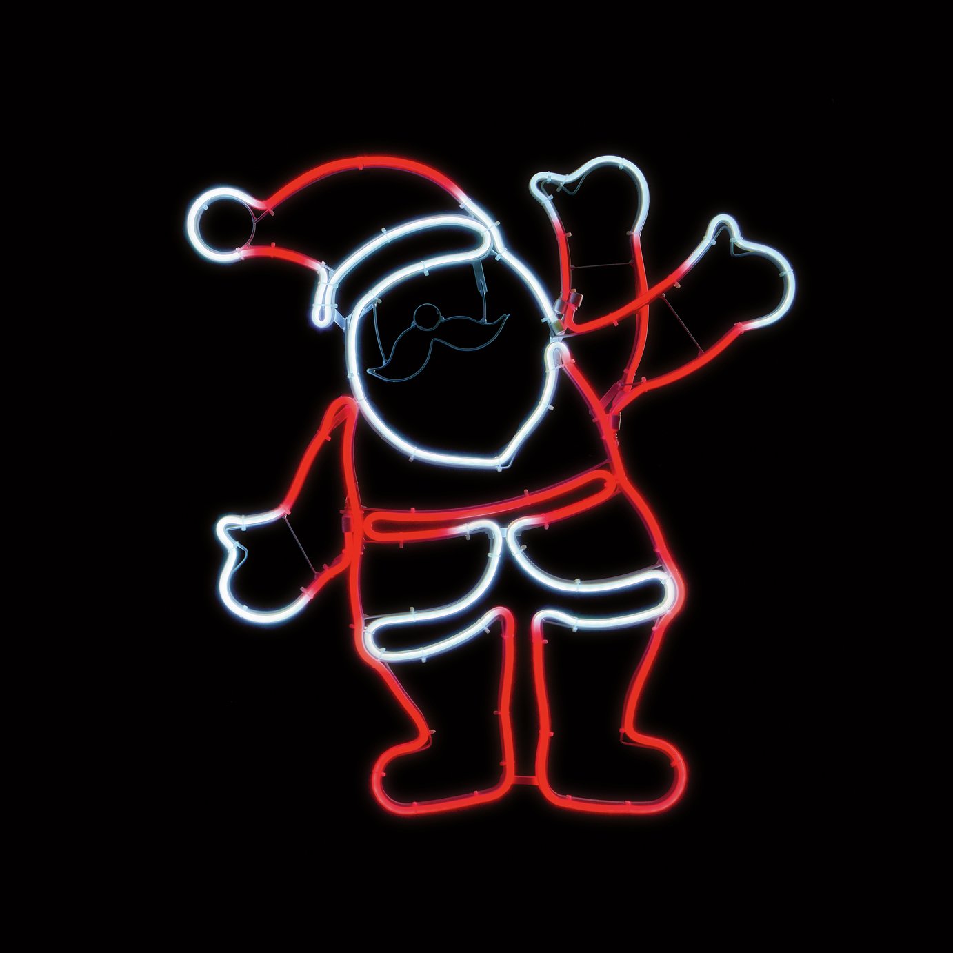 Premier Decorations Prelit Christmas Animated Neon Waving Santa Decoration