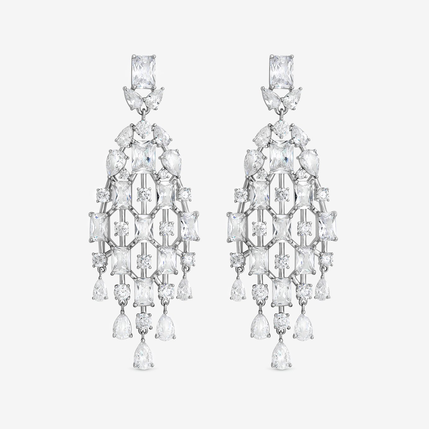 Jon Richard Rhodium Plated Crystal Statement Drop Earrings