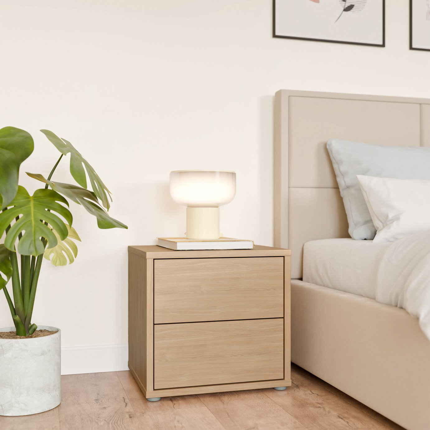 Furniture To Go Alice Springs 2 Drawer Bedside Table - Light Wood