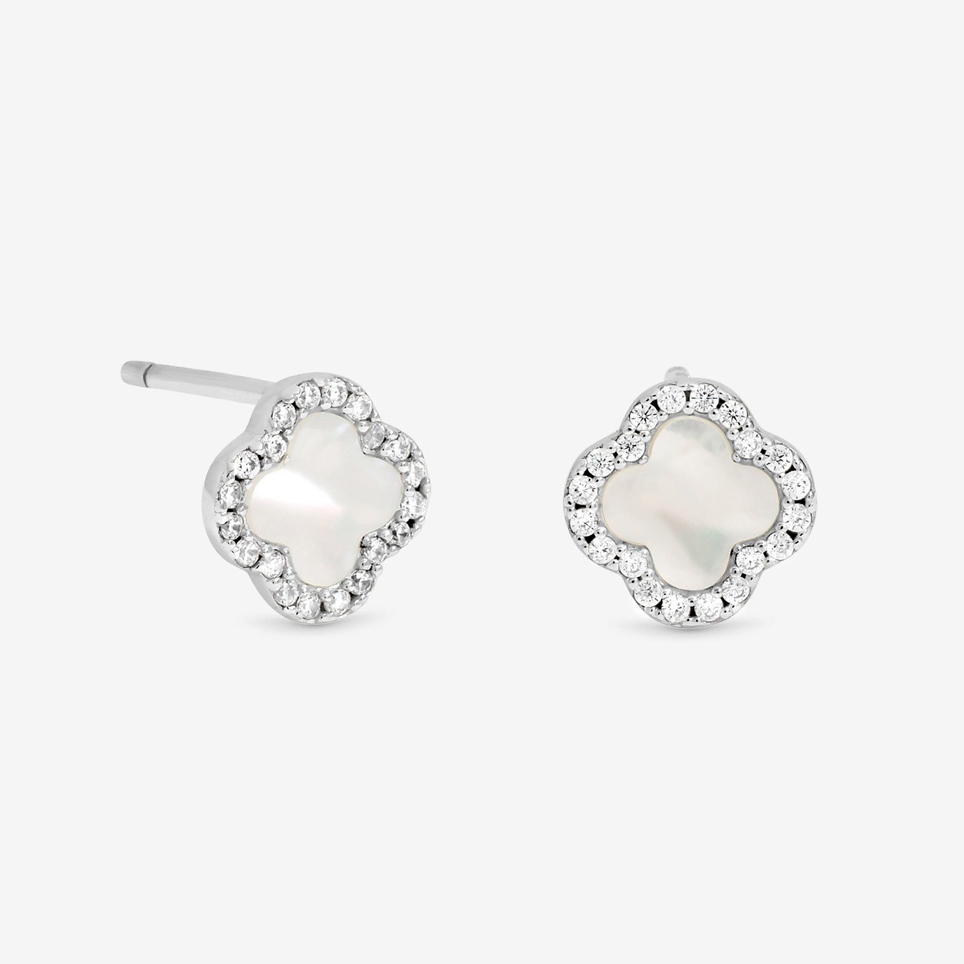 Simply Silver Silver Pave Clover Stud Earrings