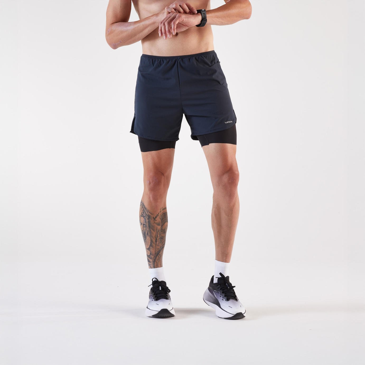 Decathlon Men's Run 500 Comfort 2-in-1 Running Shorts - Black
