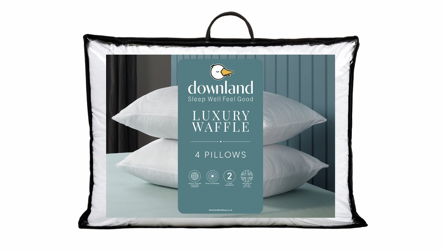 Downland Luxury Waffle Medium Hollowfibre Pillow - 4 Pack