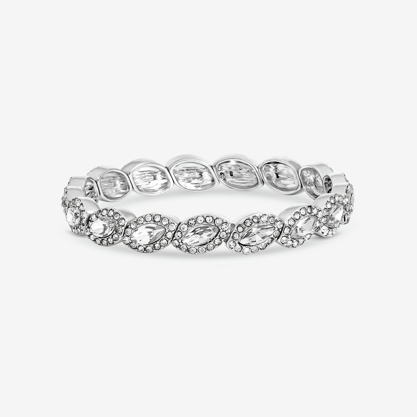 Jon Richard Silver Plated and Crystal Navette Stretch Bracelet