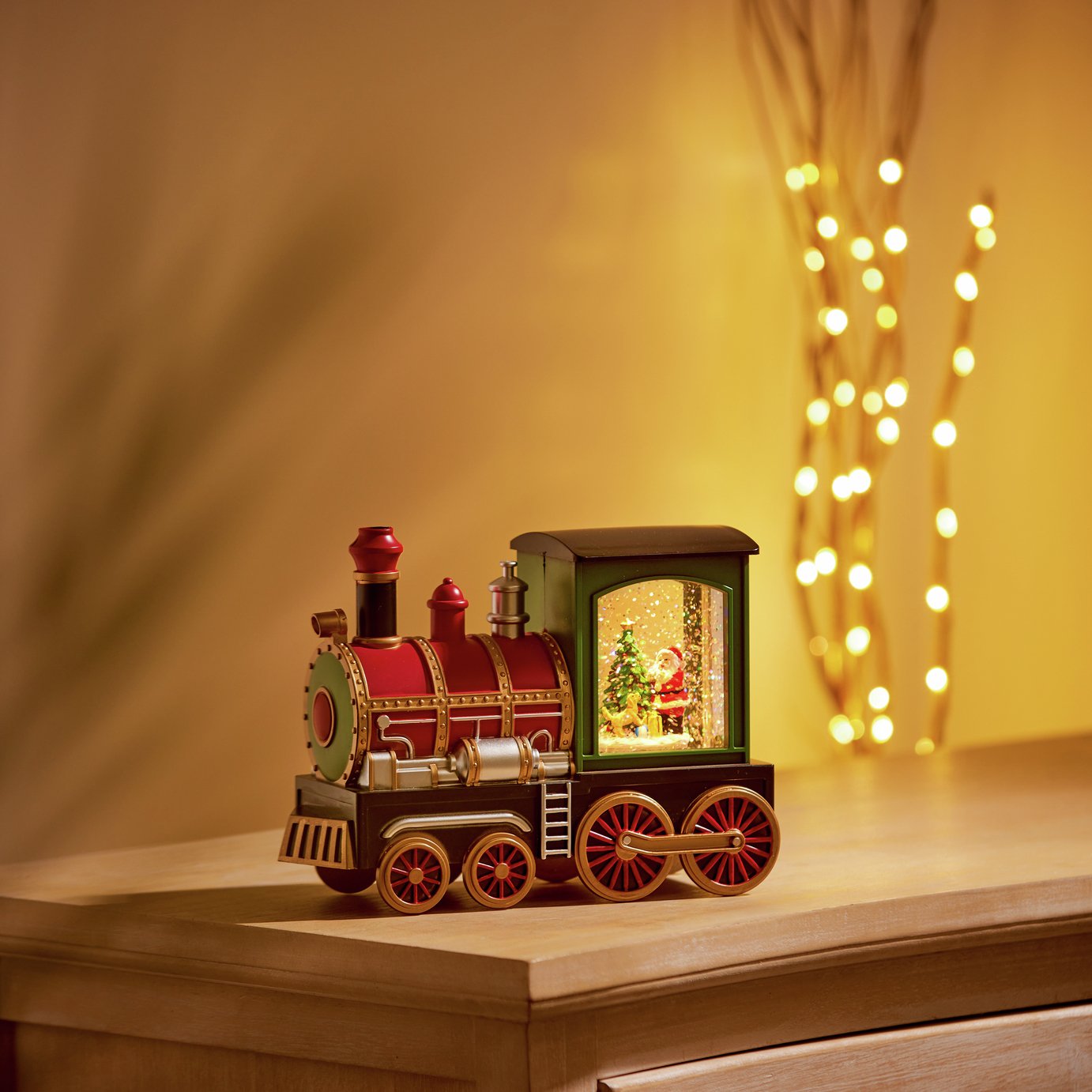 Premier Decorations Christmas Music Train Santa Scene Water Spinner Decoration