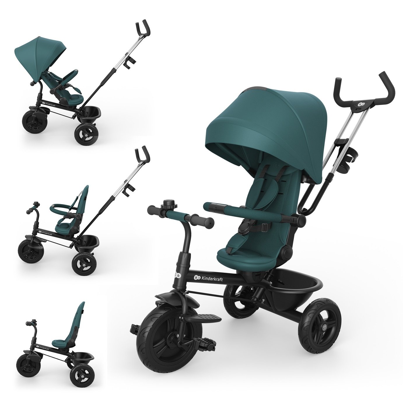 Kinderkraft Aston 2 Plus 6-in-1 Tricycle - Green