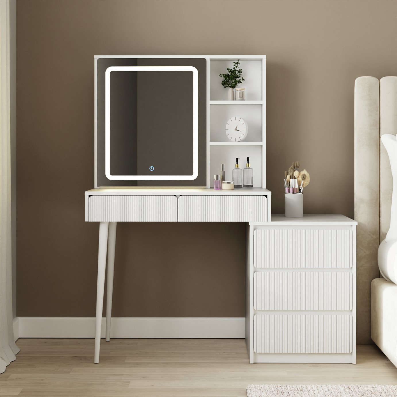 GFW Coco 5 Drawer Dressing Table - White