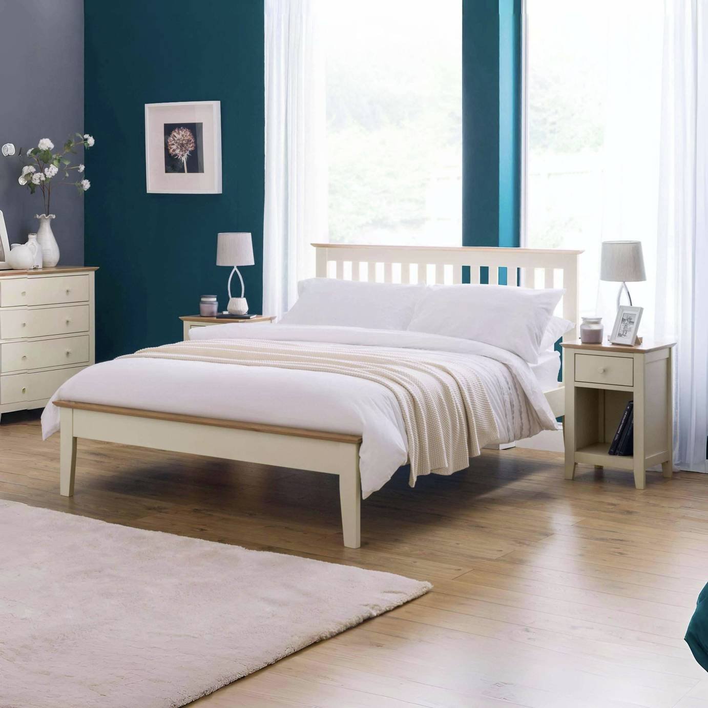 Julian Bowen Salerno Shaker Kingsize Bedframe - White & Oak