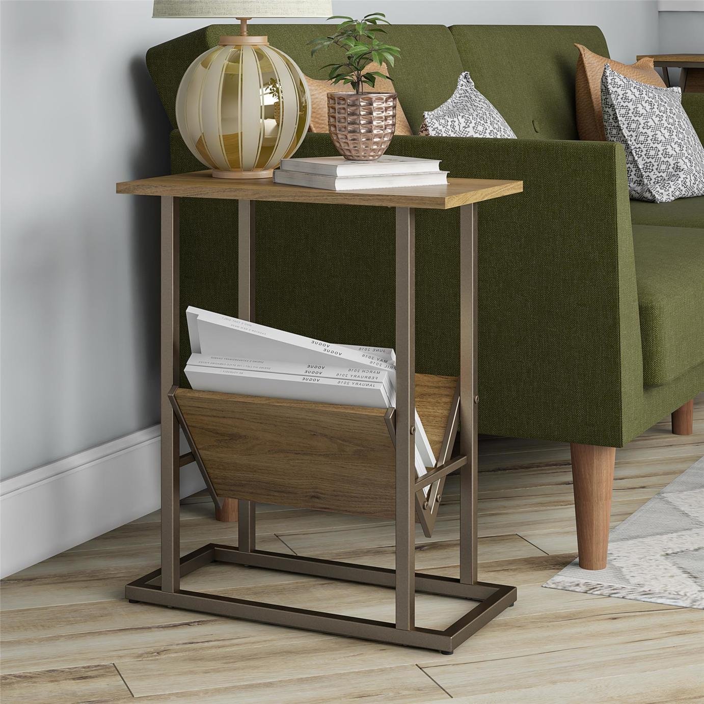Dorel Regal Rectangular Side Table - Walnut