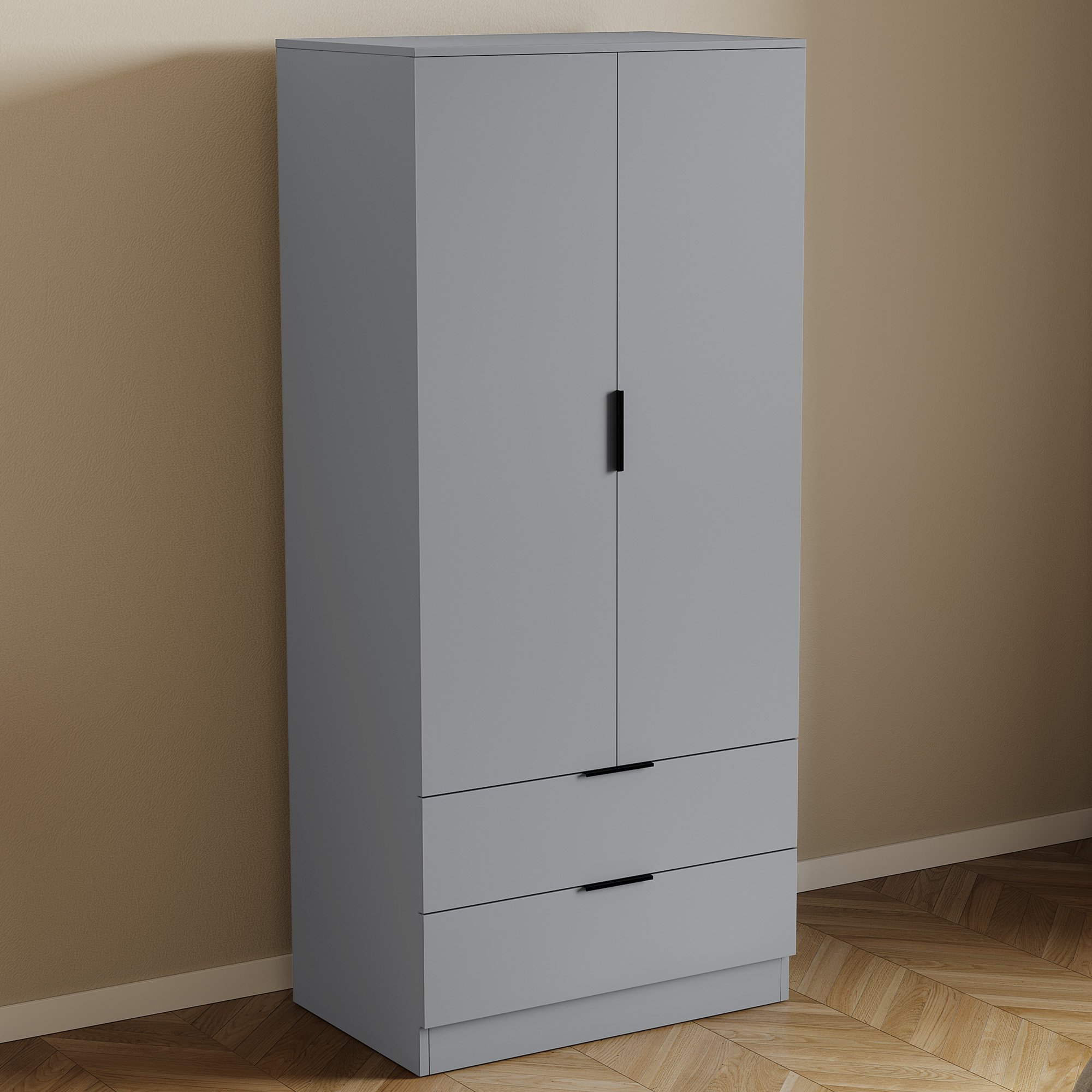 Vida Designs Trega 2 Door 2 Drawer Wardrobe - Grey