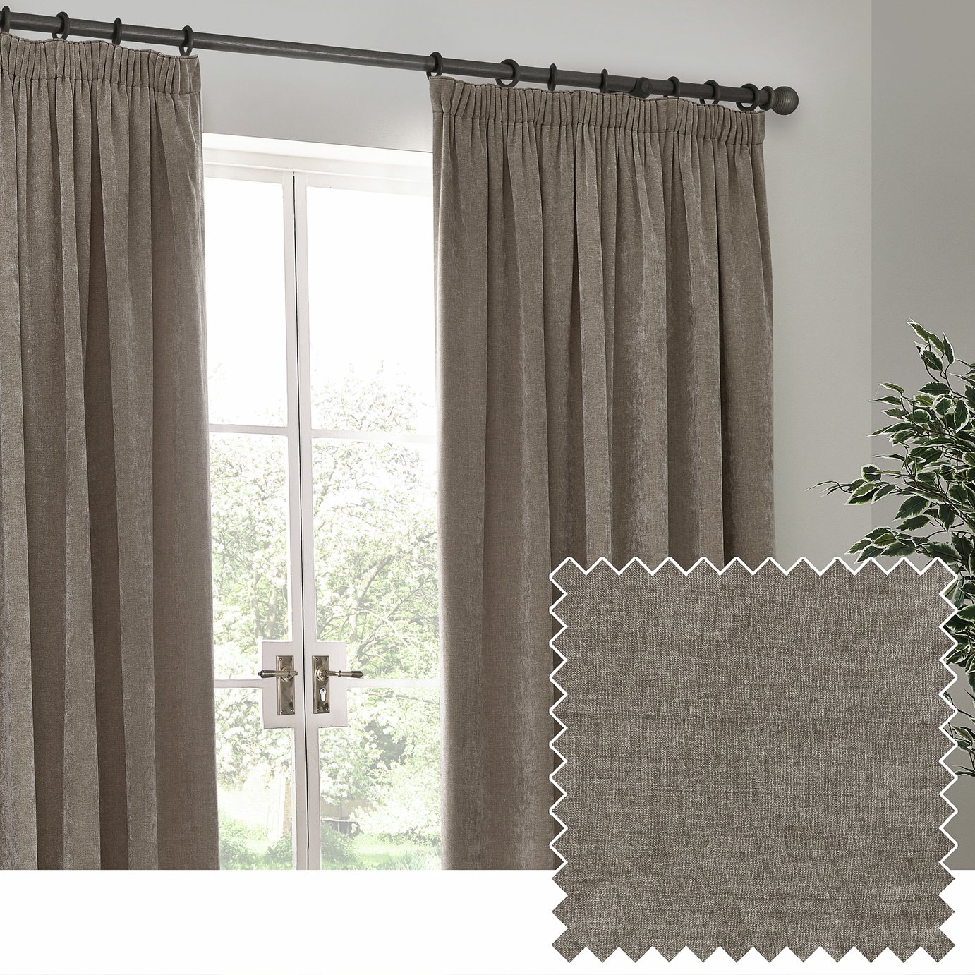 Yard Heavy Chenille Pencil Pleat Curtains