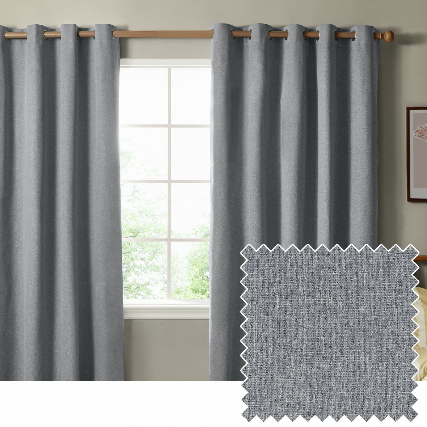 Furn Ultimate Blackout Eyelet Curtains - Denim
