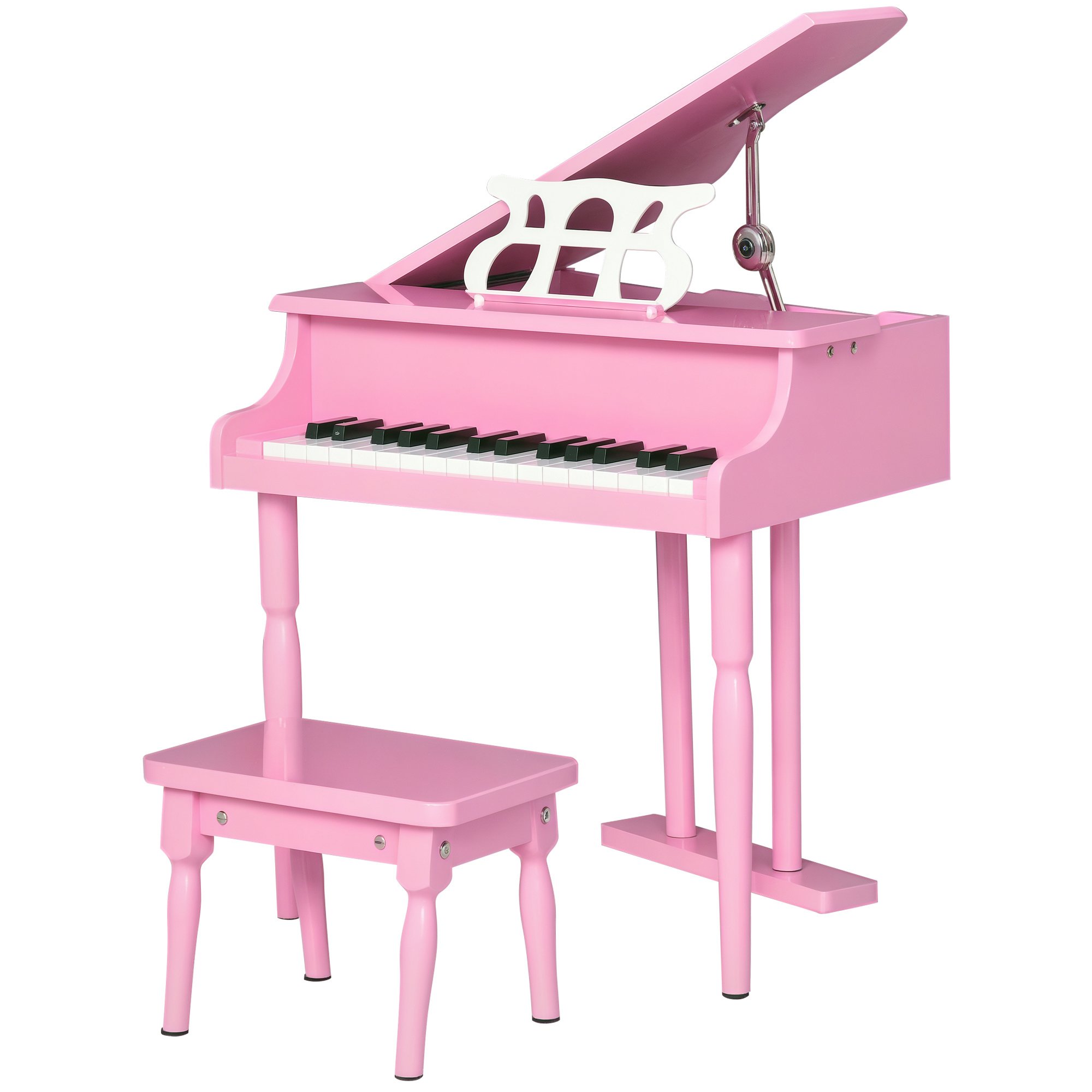 HOMCOM 30 Keys Music Stand Bench Kids Piano Set - Pink