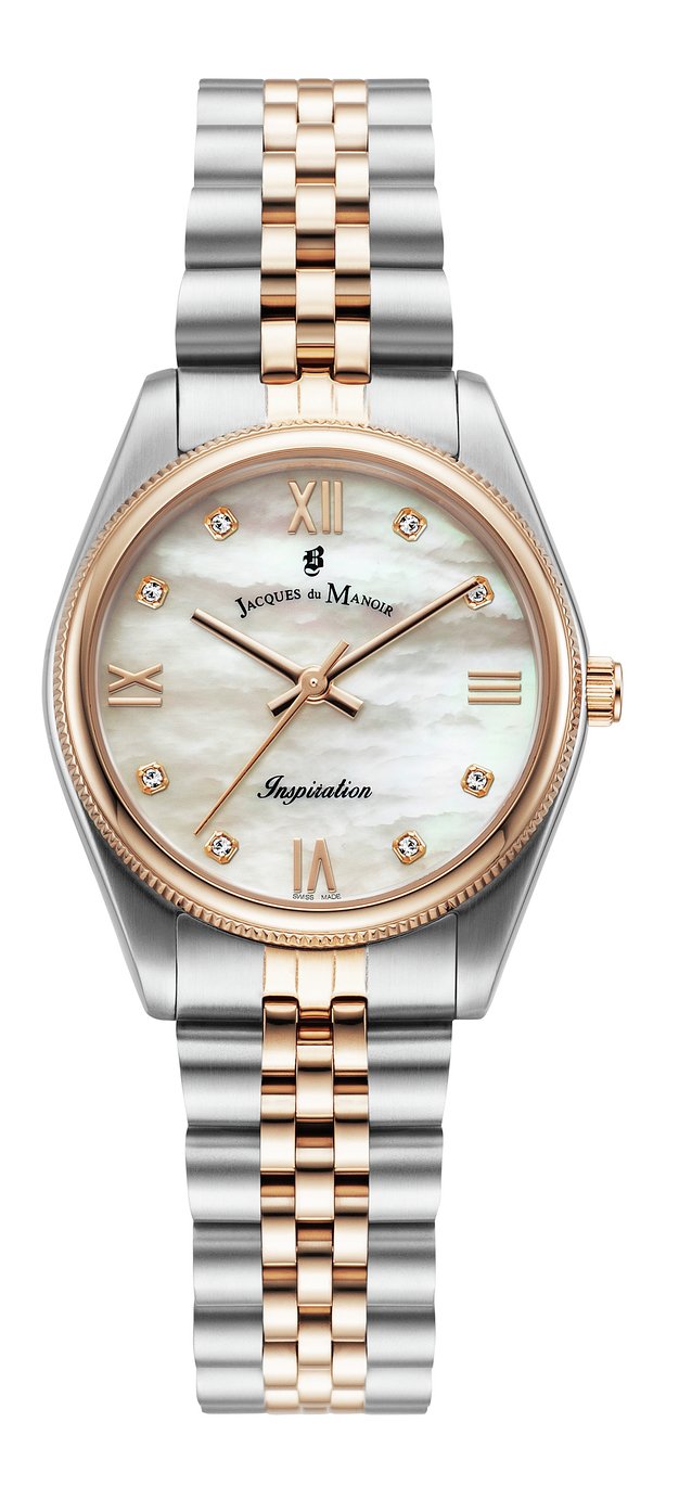 Jacques Du Manoir Ladies Rose Gold Dual Tone Stainless Steel Bracelet Watch