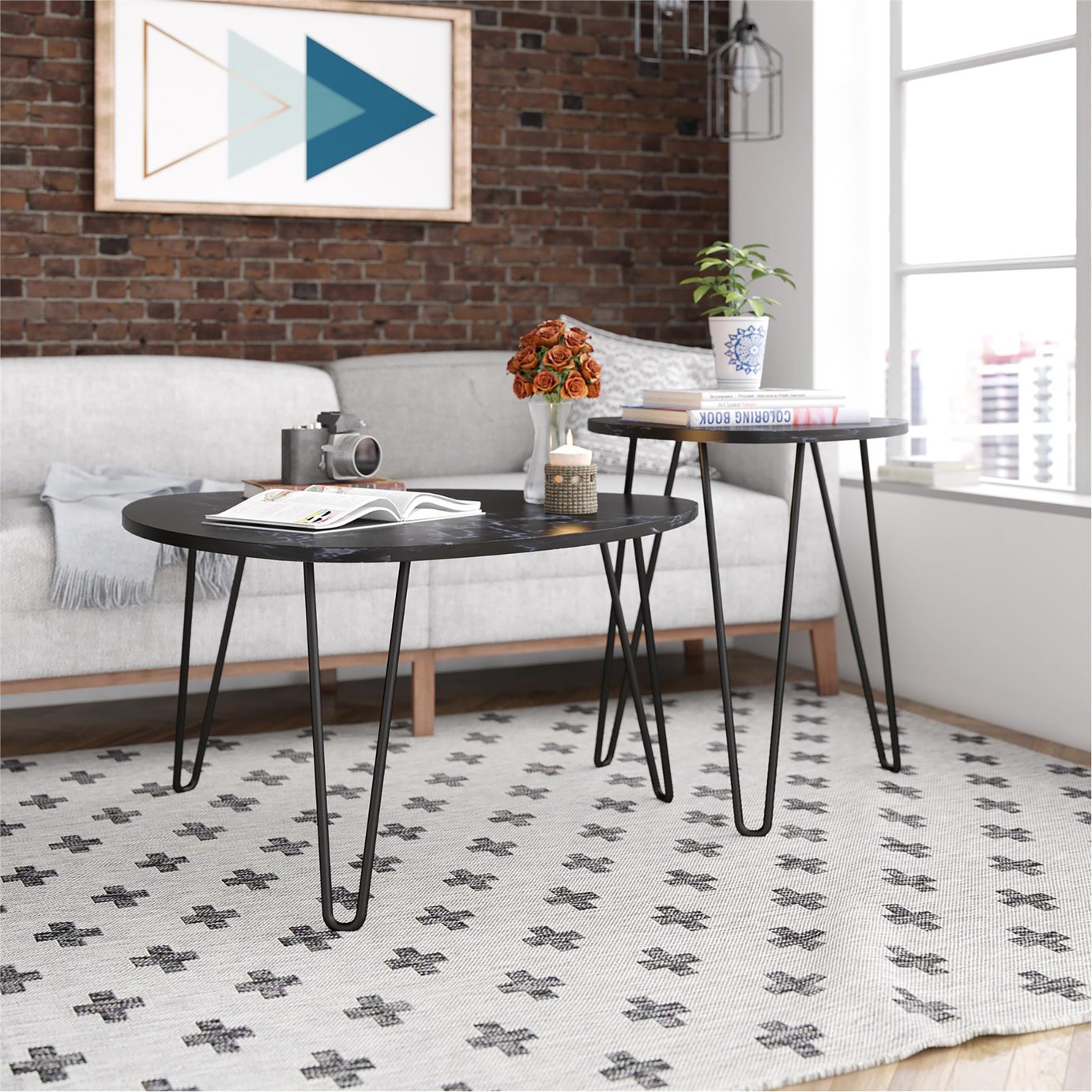 Dorel Athena Nest of 2 Tables - Black