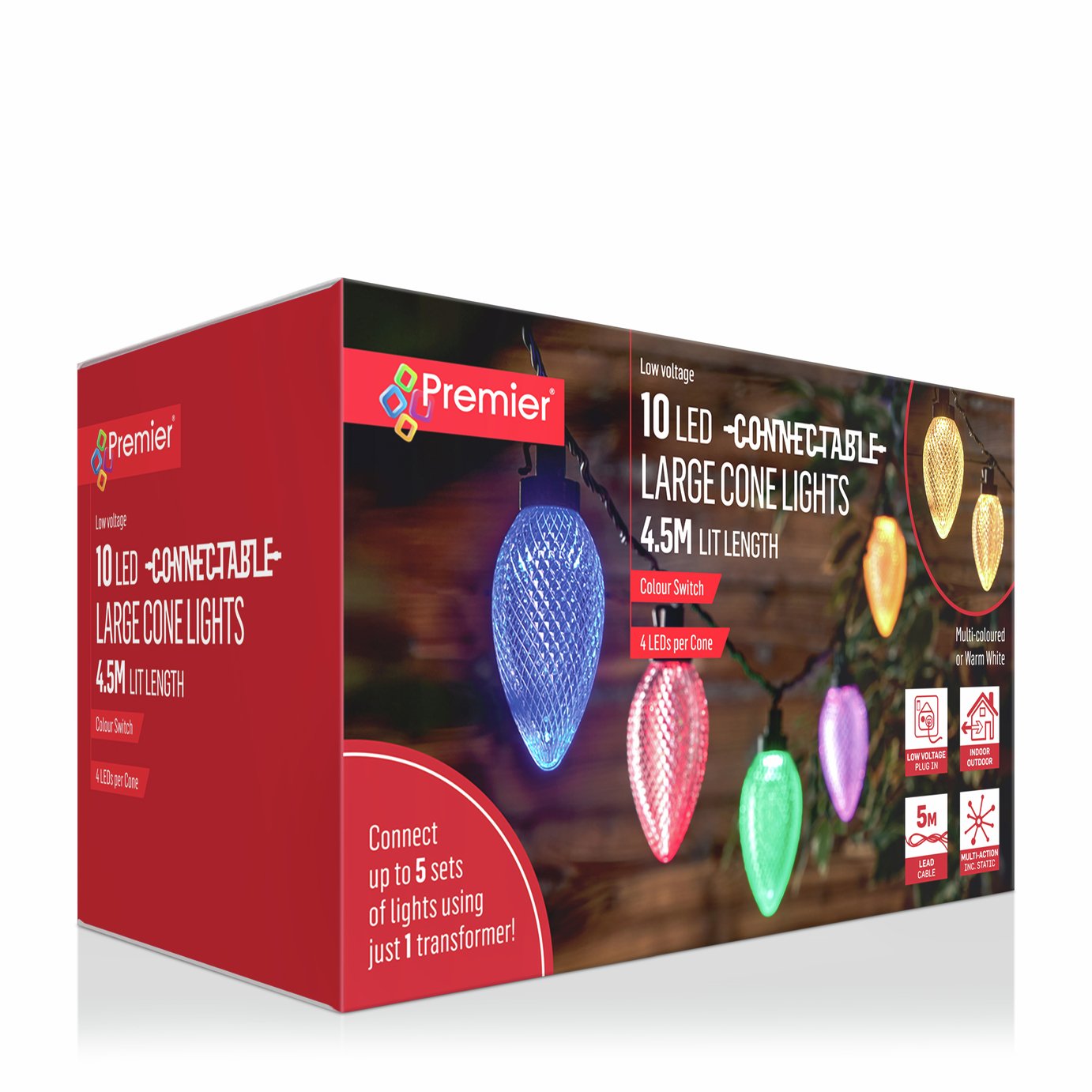 Premier Decorations 10 White And Multicoloured LED Christmas Tree Lights