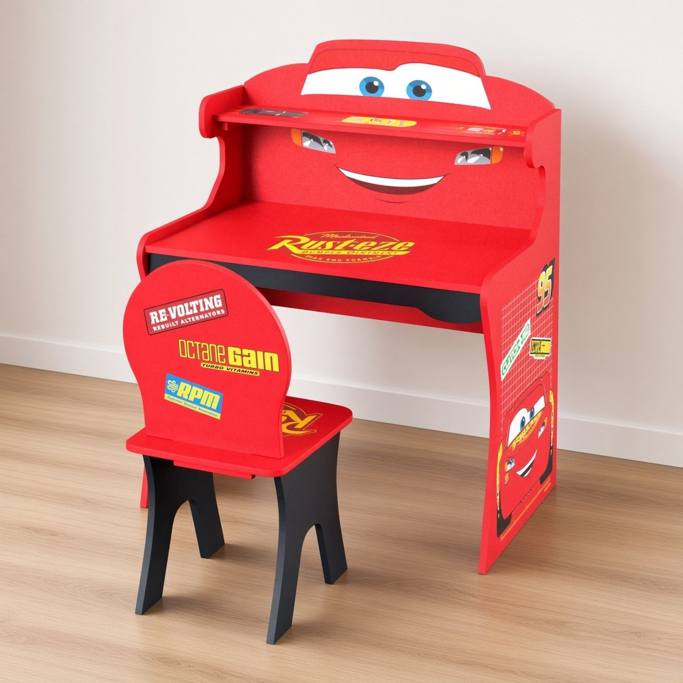 Disney Kids Lightning McQeen Petrol Pump Desk and Chair Set - Red