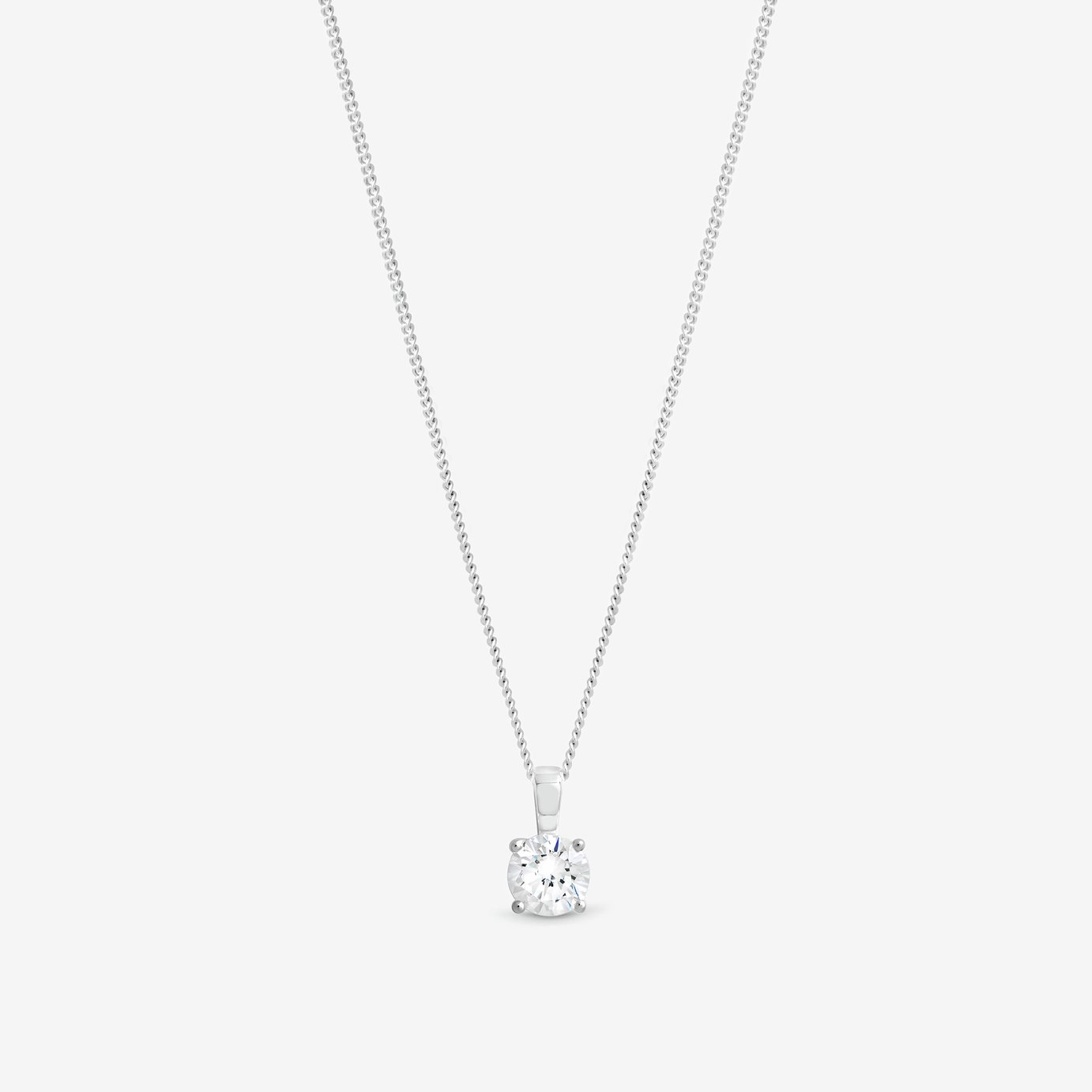 Simply Silver 925 Sterling Silver Cubic Zirconia Solitaire Pendant Necklace