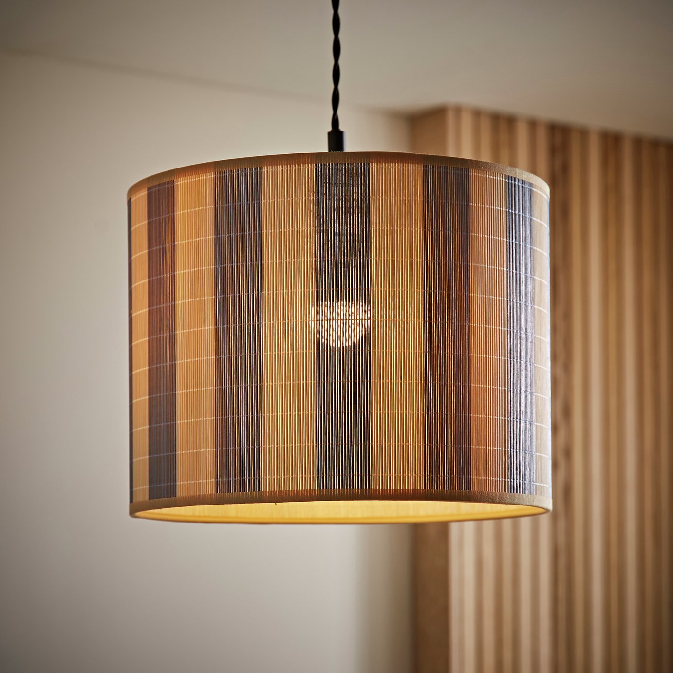 ValueLights Lori Blue Stripe Bamboo Printed Shade - 30cm