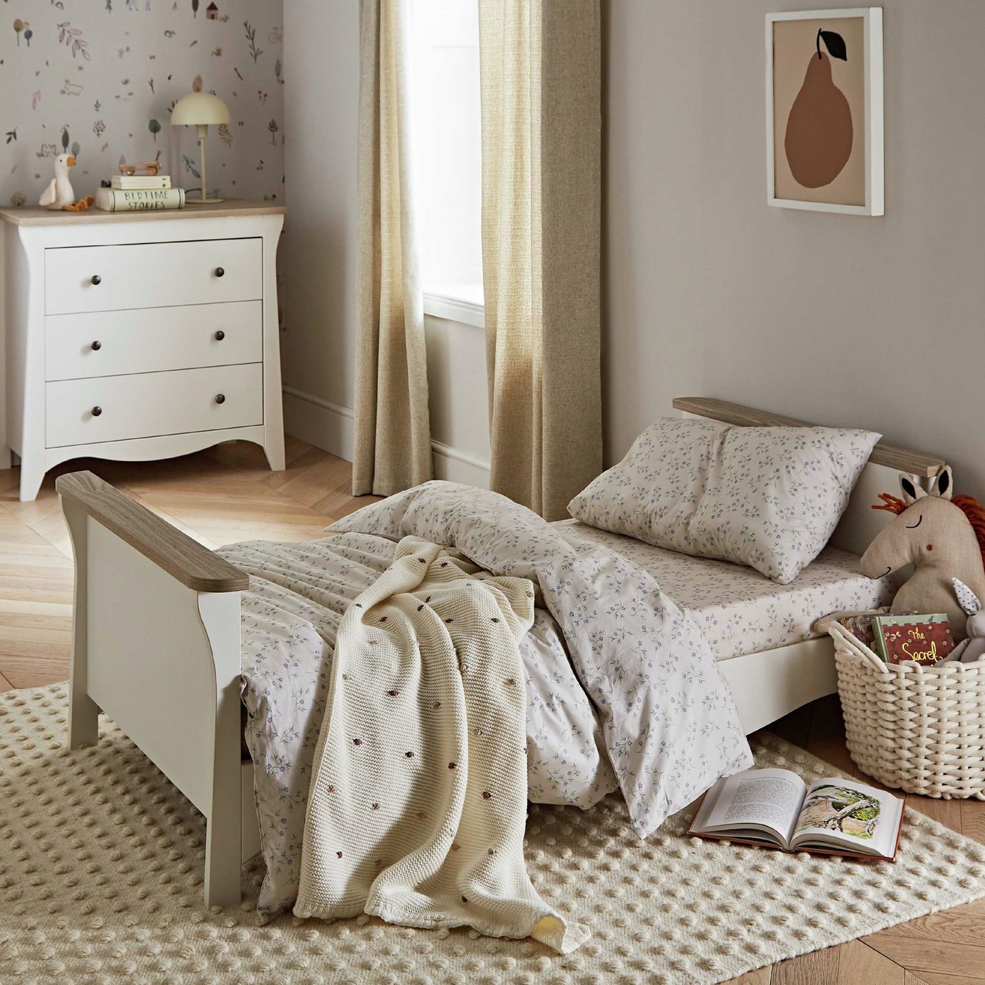 CuddleCo Clara Toddler Bed Frame - White & Oak